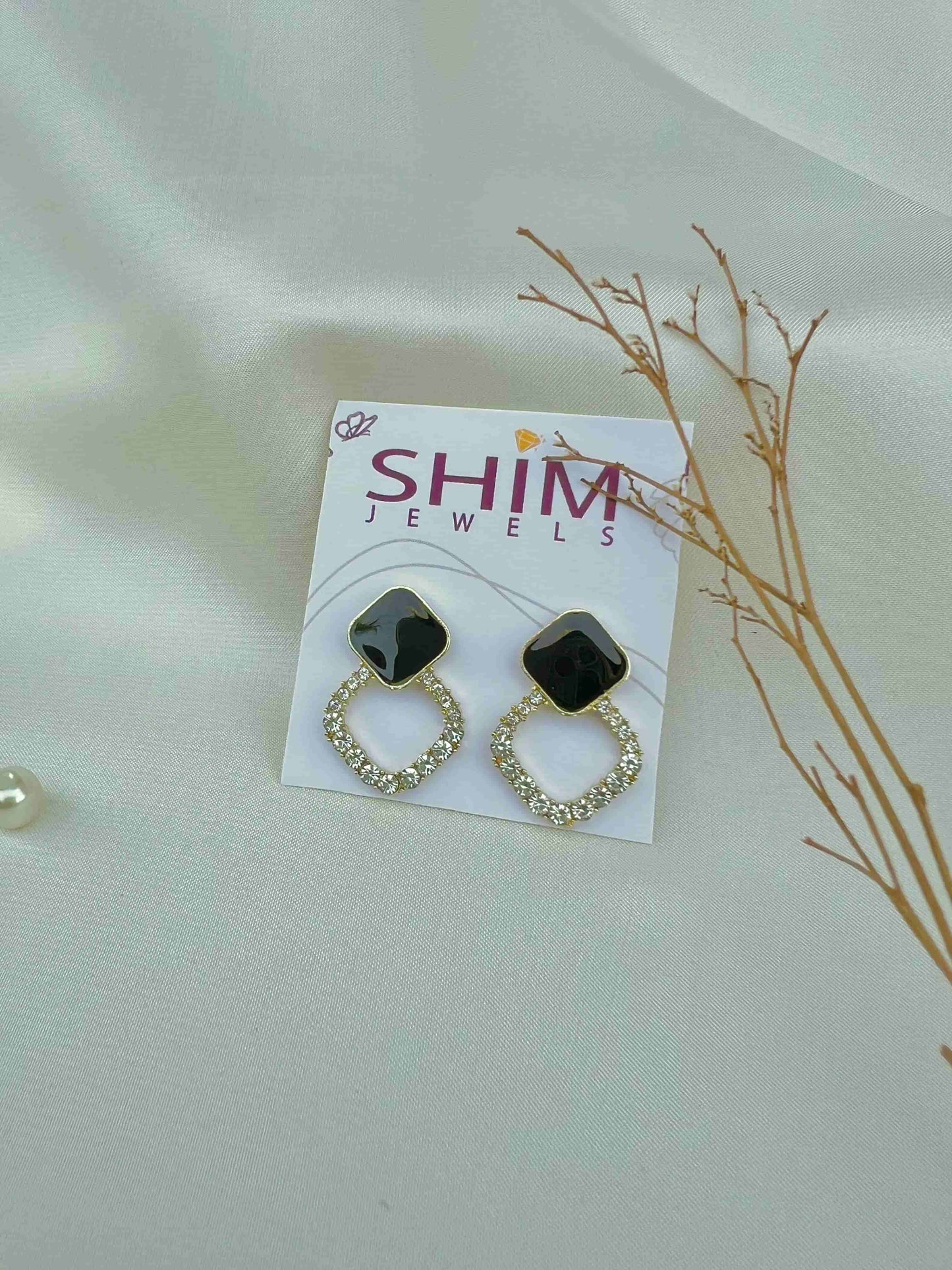 Vintage Black Rhombus EarStud