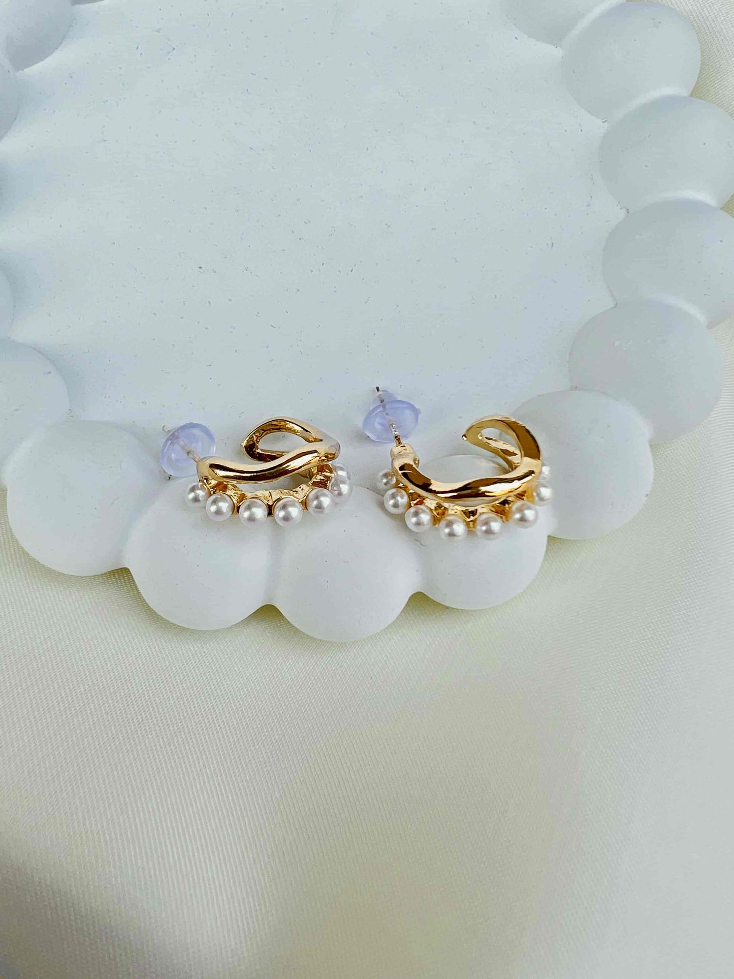 Korean Pearl Hoops