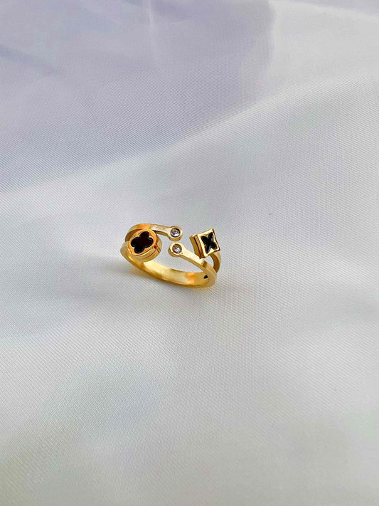 Adjustable Clover Flower Rings