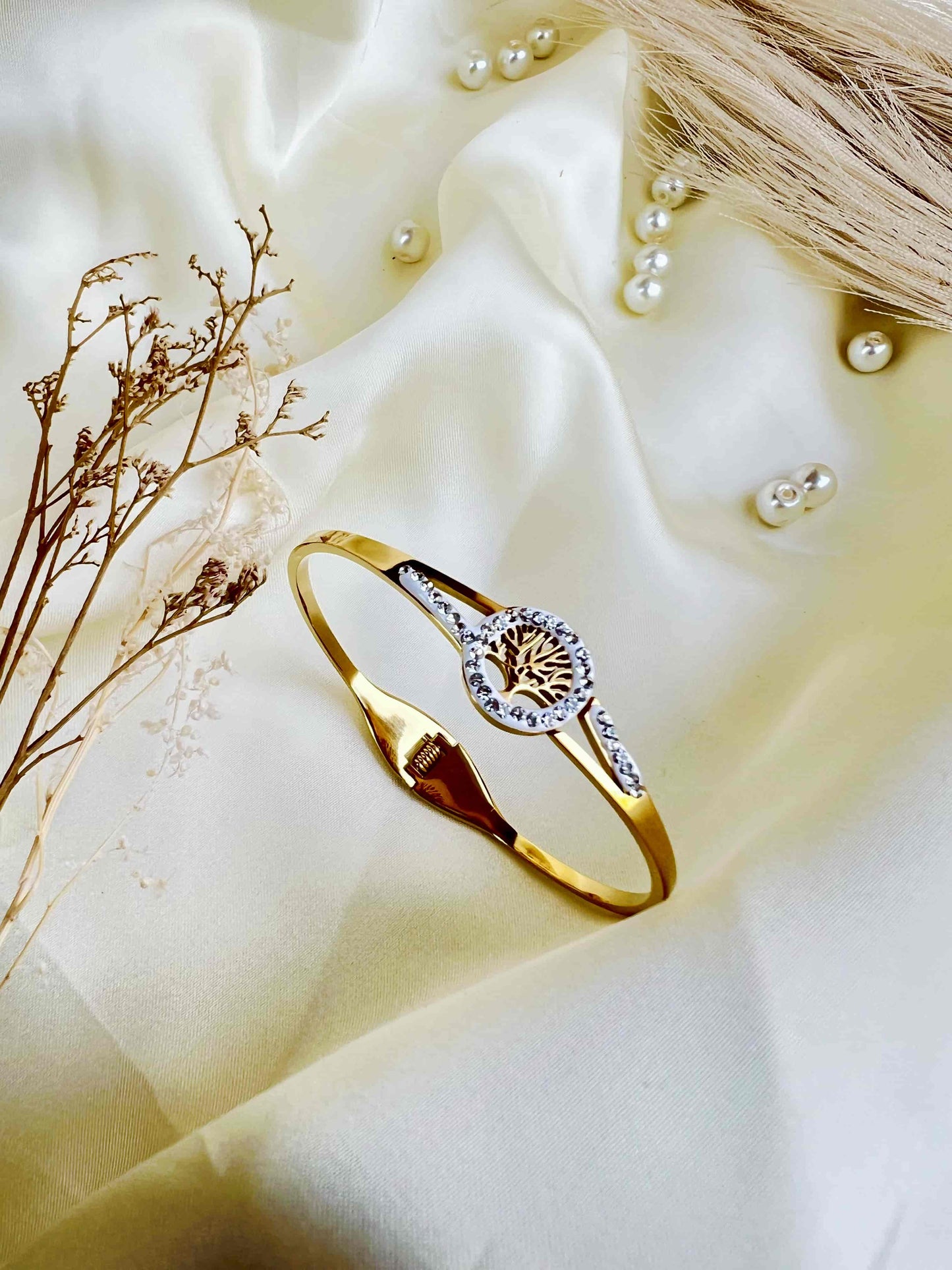 316L Crystal Tree Bangle