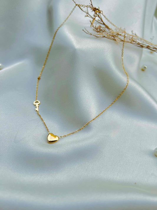 Tiny Heart Key Pendant