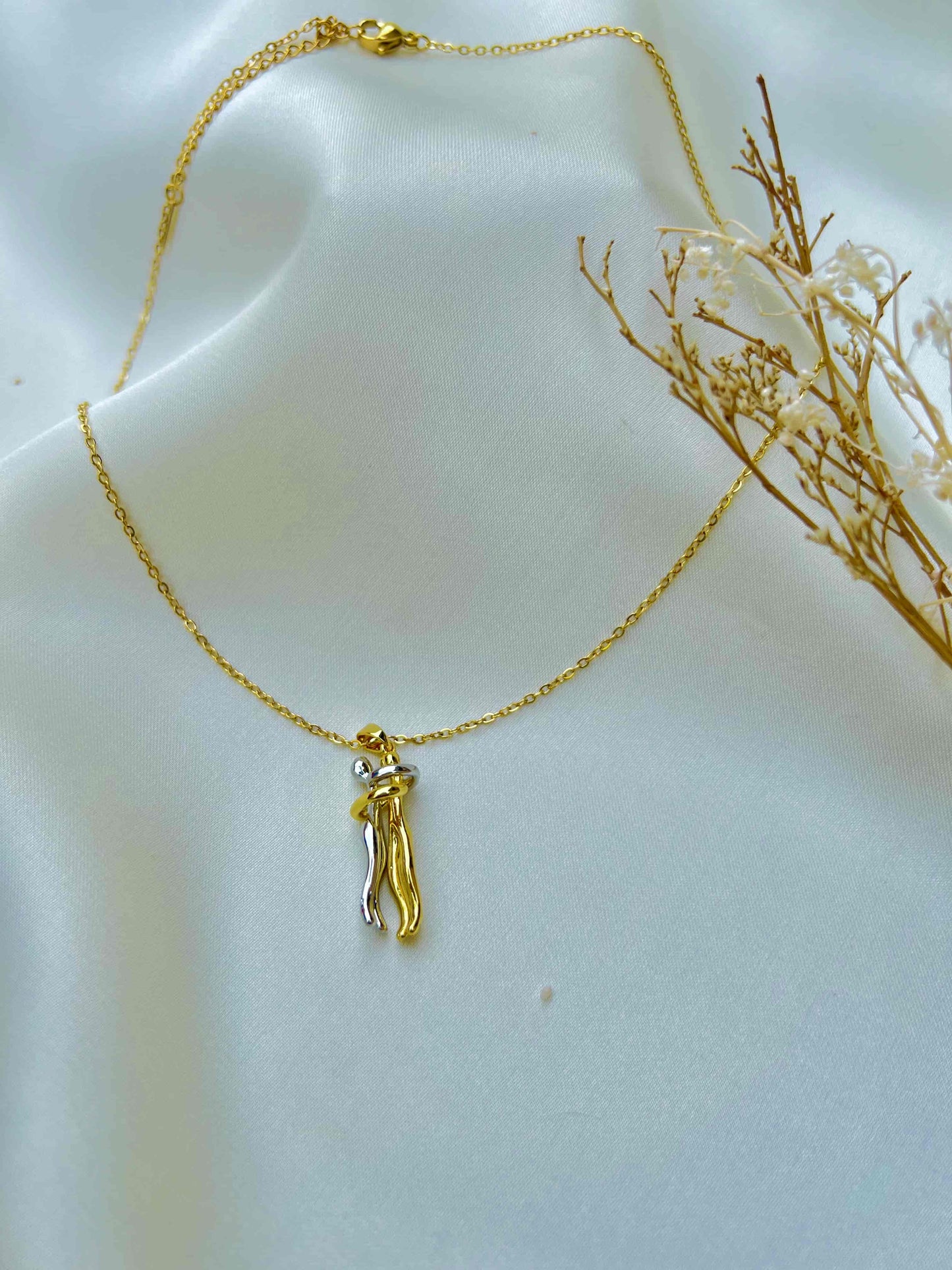 Hugging Gold Silver Pendant