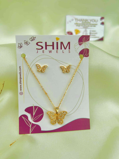 Cubic Gold Zircon Locket Set