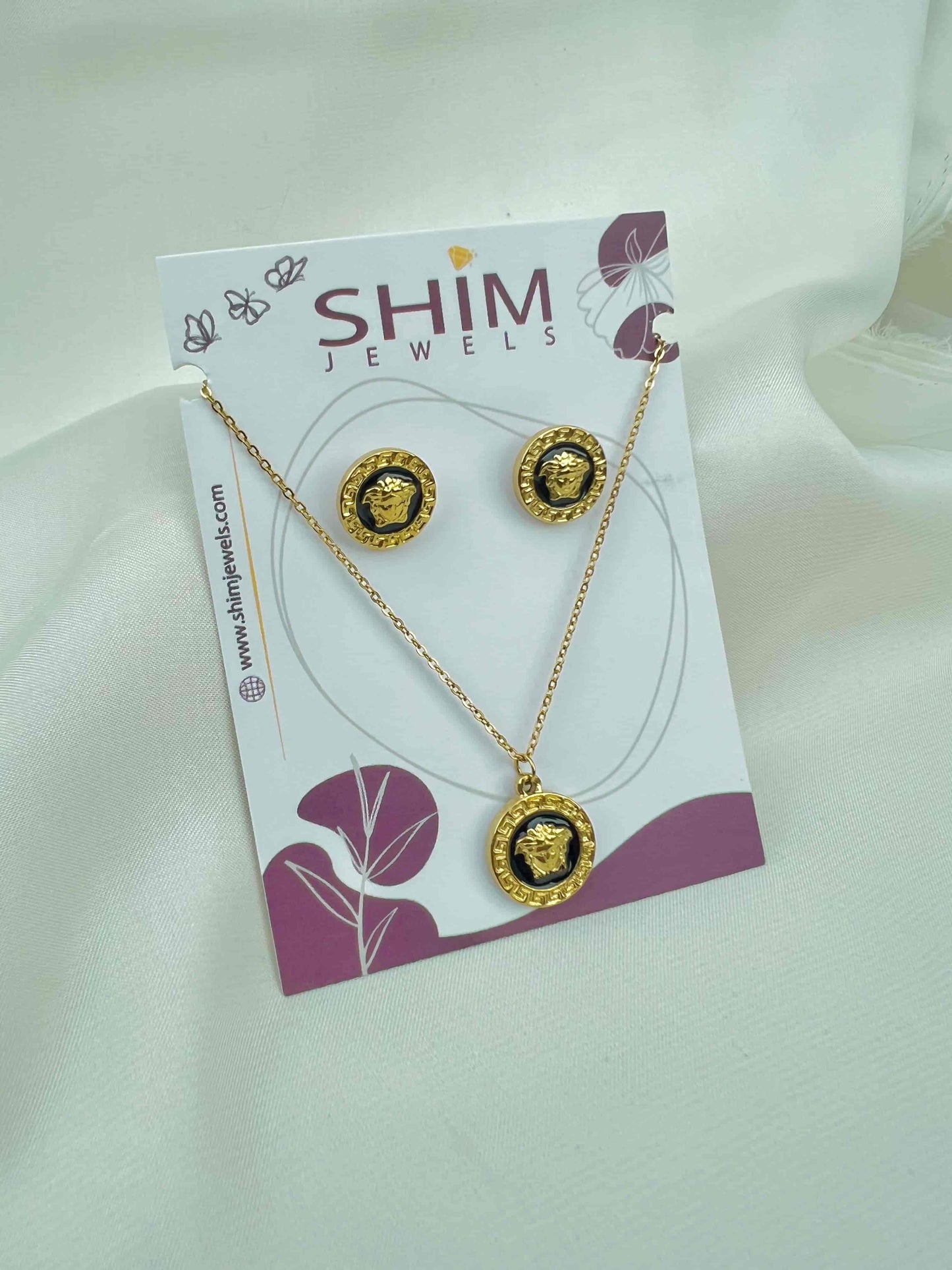 Rhinestone Lion Alloy Locket Set