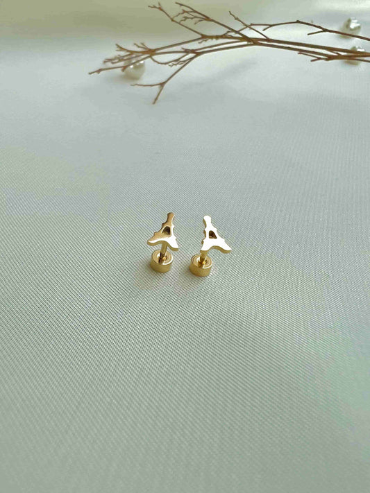 18k Gold Tiny Swage EarStud