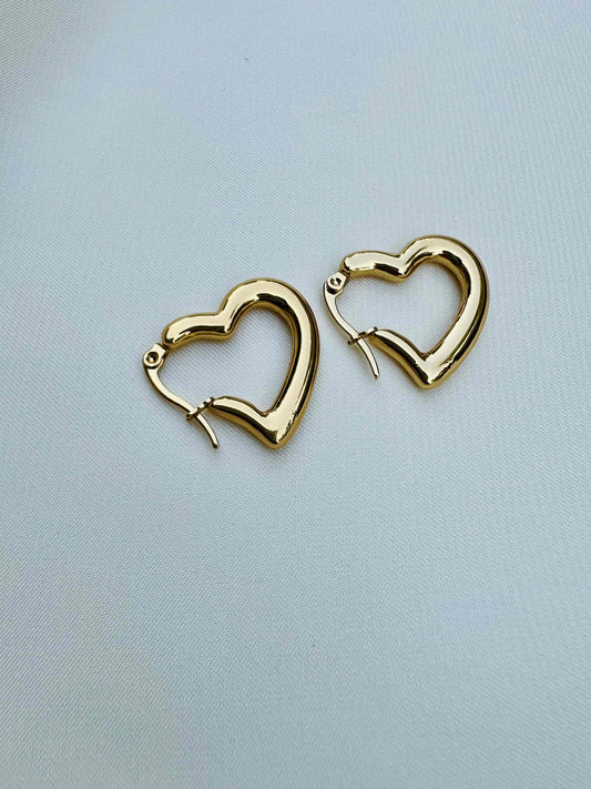 Heart Shape Gold Brass Earring