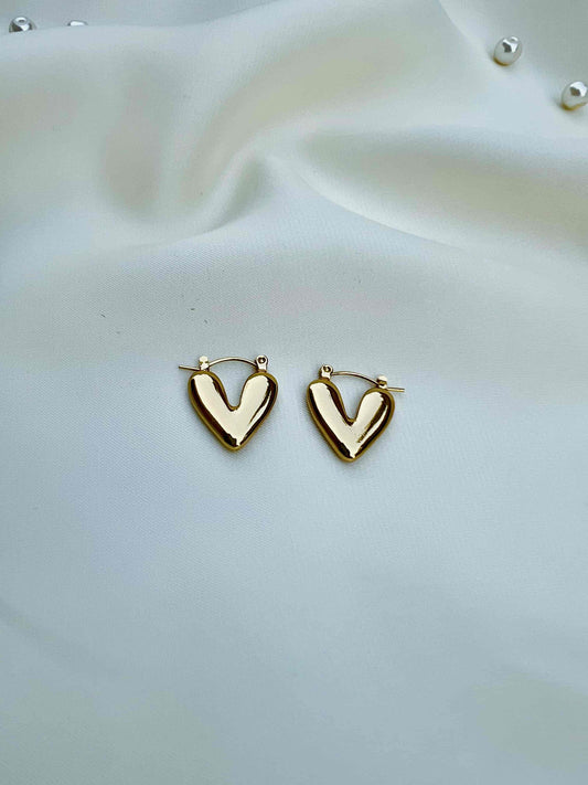 Trendy Heart Gold Brass Earring