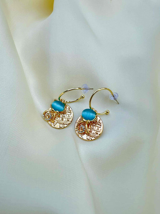 Gold Round Coin Earring