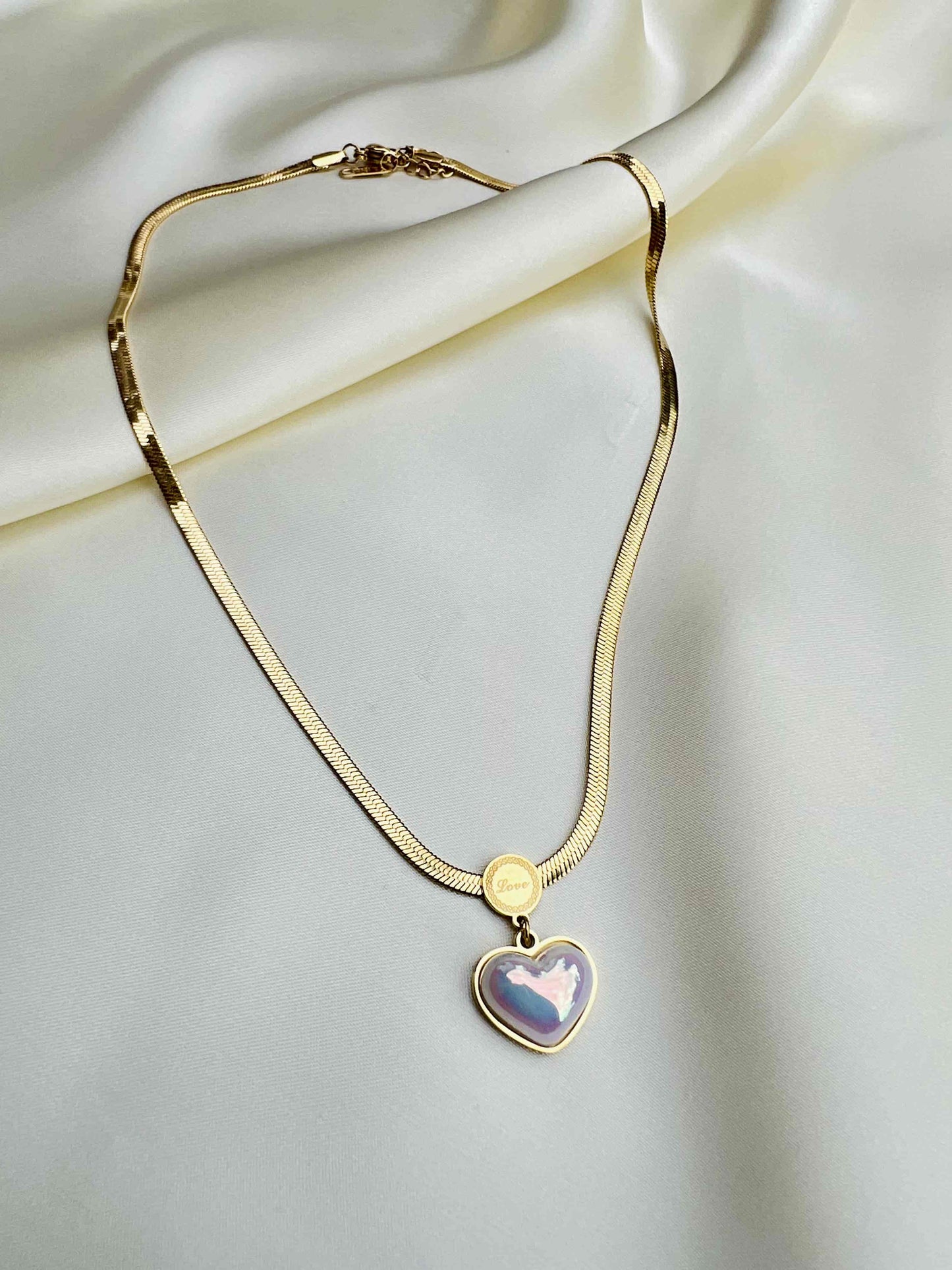 Korean Geometric Heart Pendant