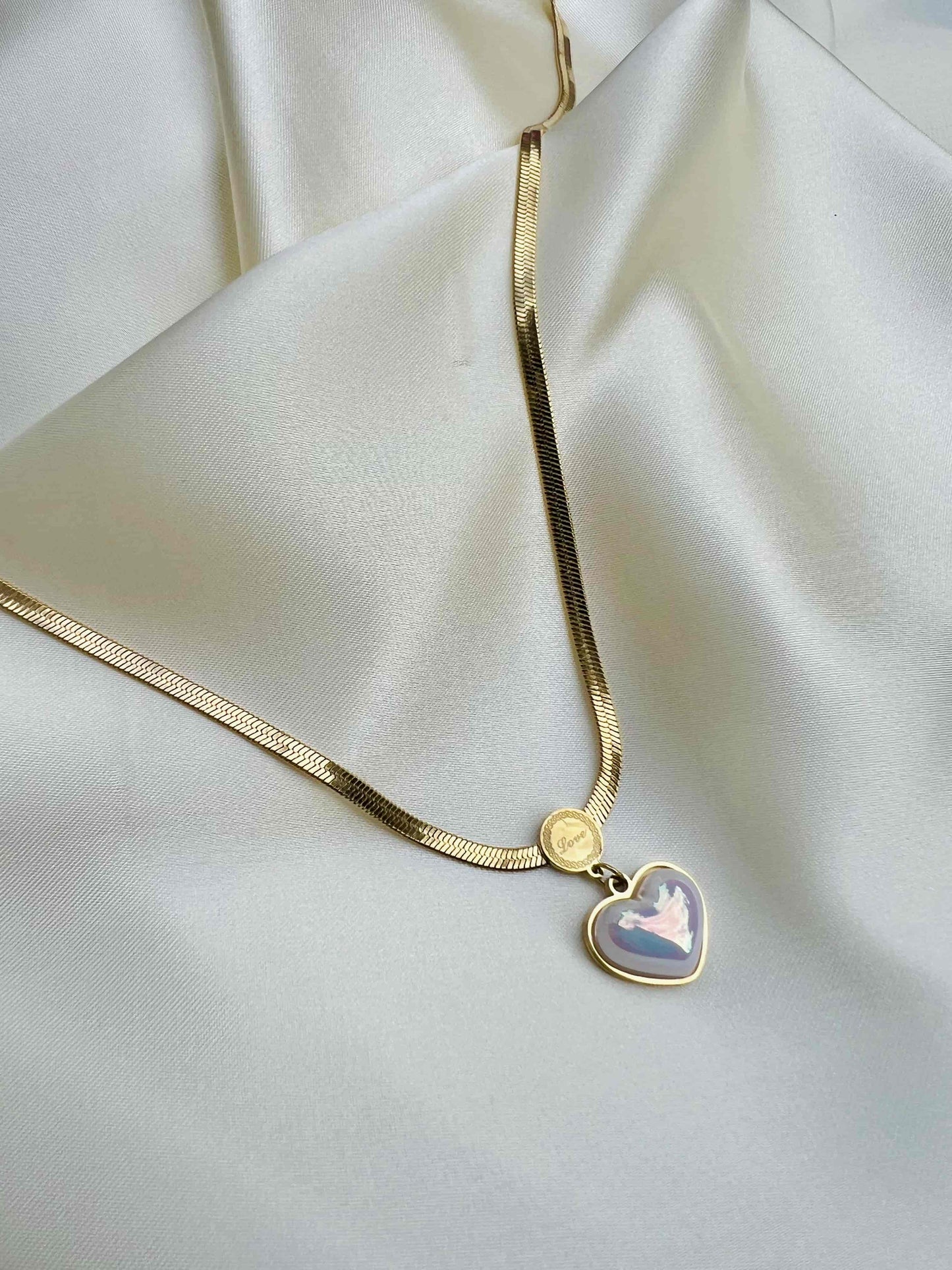 Korean Geometric Heart Pendant