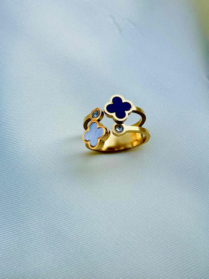 Adjustable Twin Clover Rings