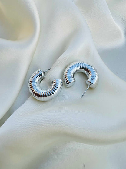 Chunky Silver Ear Hoops