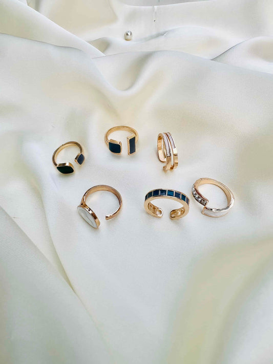 Irregular 6 Enamel Rings Deal