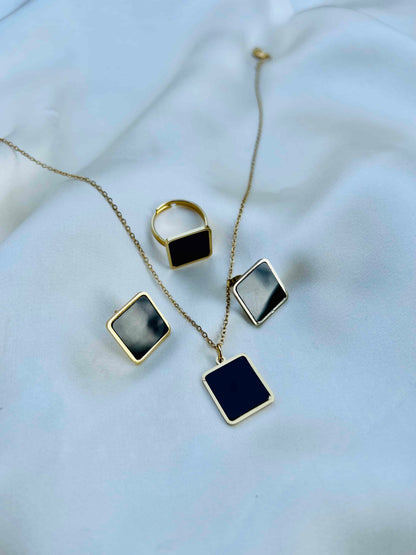 Square Geometric Locket Set