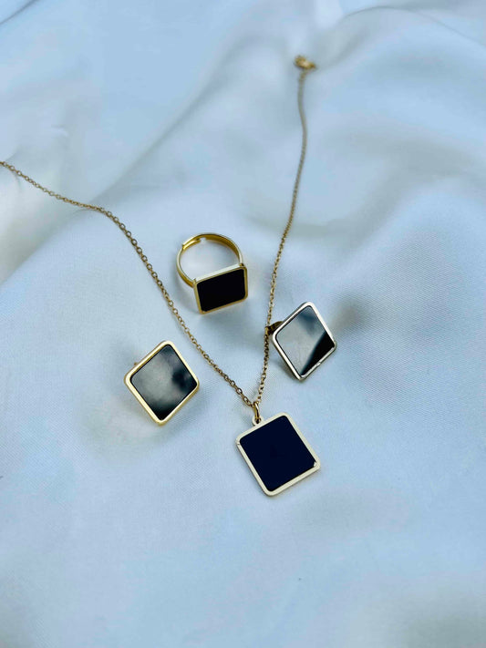 Square Geometric Locket Set