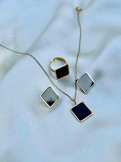 Square Geometric Locket Set