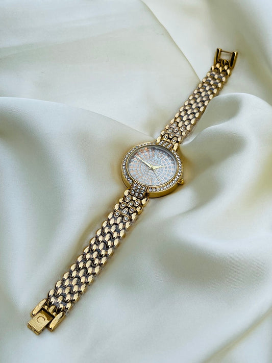 Fancy Golden Wrist Ladies Watch